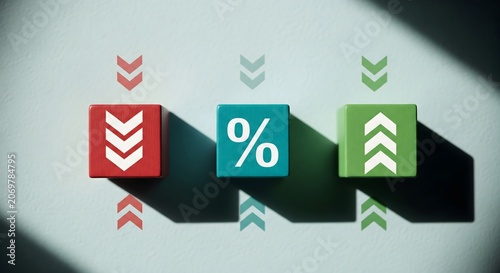 Percentage Sign Symbol Between Down And Up Arrow For Financial Bank...