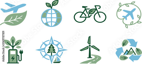 Foto Sustainable green eco friendly travel transport and renewable energy minimalist