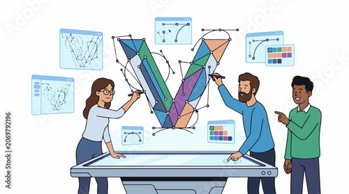 Diverse team working with charts graphs.