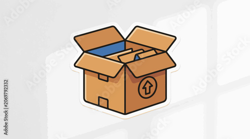 Illustration of a brown cardboard box with its lid open