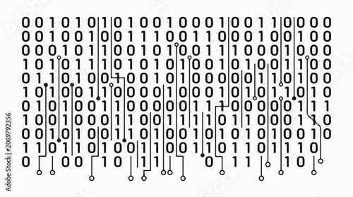 Binary code on white background.