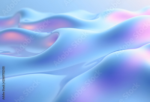 Abstract Iridescent Liquid Waves Background – Holographic Blue Fluid Texture