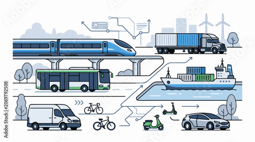 A transportation system with various vehicles