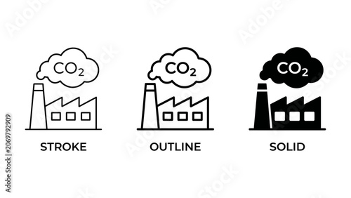 Cuadro en lienzo Vector illustration of industrial factory icons with co2 emissions