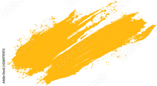 Textured yellow gouache paint stroke background vector graphic. Artistic yellow ink paint stroke for cultural design.