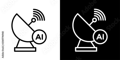 Foto AI satellite dish icon in outline style featuring satellite antenna and artifici