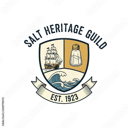 Obraz na plátně Nautical salt heritage guild shield crest.