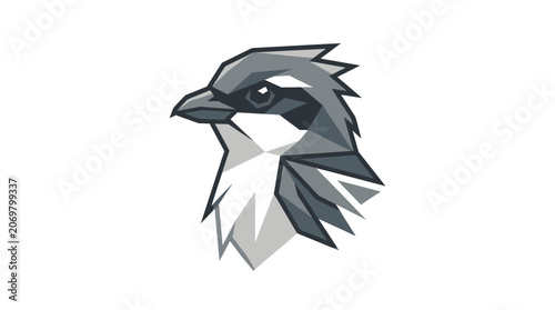 Photos Geometric Shrike Bird Head Logo Design
