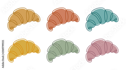 Pastel Croissant Illustrations - Set of 6 Baked Goods
