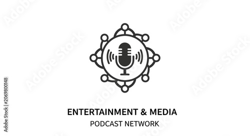 Microphone logo for podcast network.