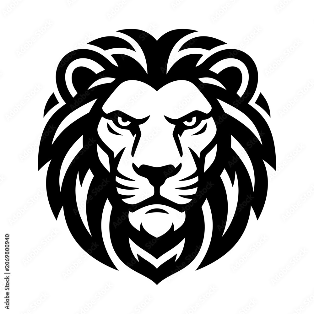 Fototapeta premium Black and white lion head illustration 4.
