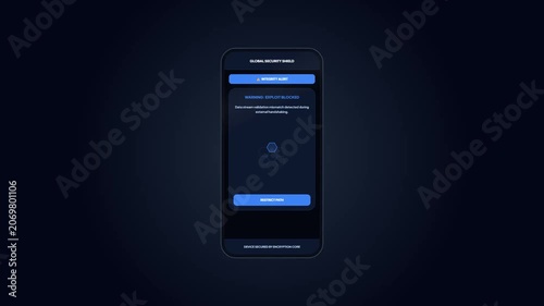 Global security shield application displaying integrity alert message with external handshaking exploit blocked