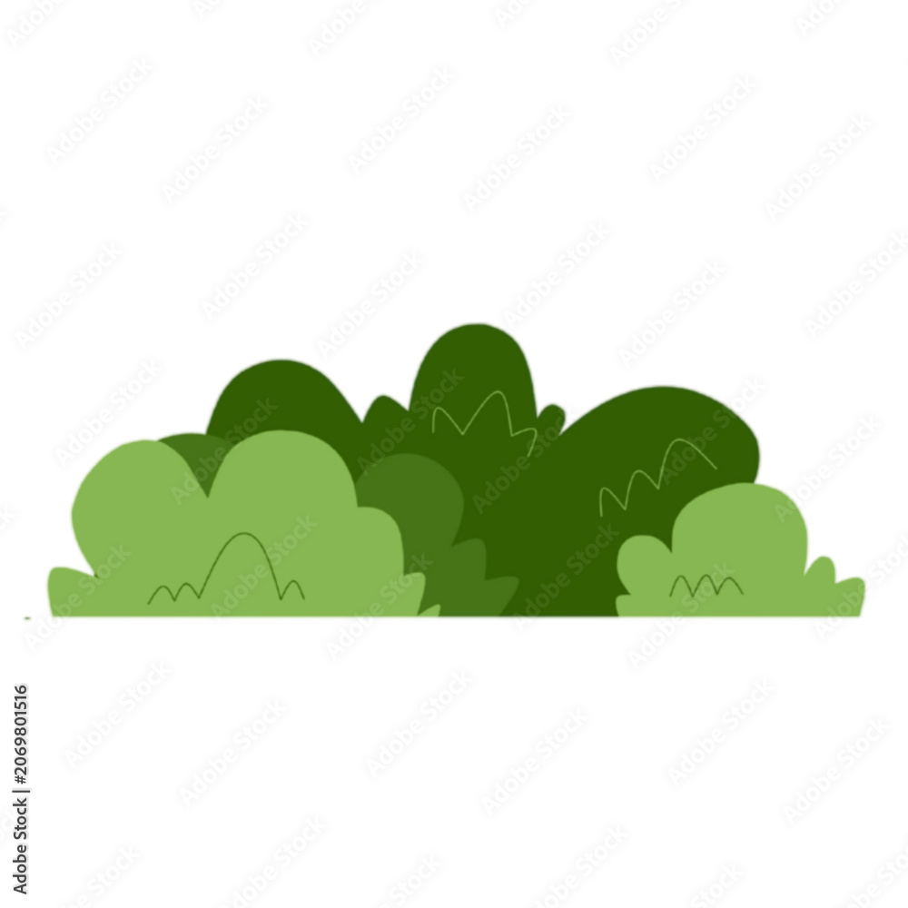 Obraz premium Green Bushes Flat Illustration