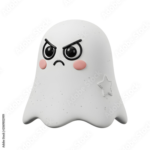 Cute Angry Ghost Character with Star Detail