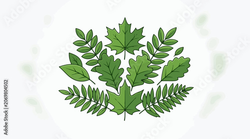 Variety of green leaves arrangement.