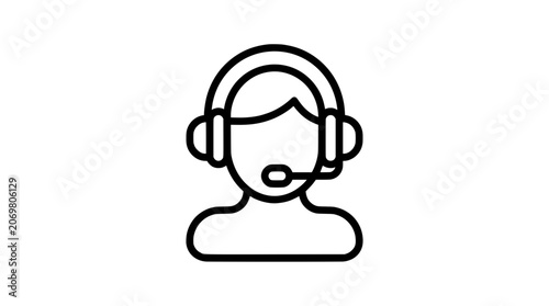 Customer service operator icon with headset and microphone representing communication and support PNG Isolated on transparent background