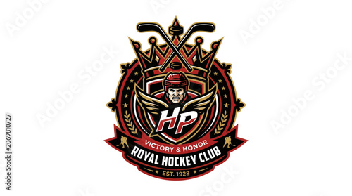 Photography Royal Hockey Club Logo with Crossed Sticks and Crown Emblem