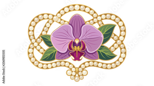 Orchid Brooch: Elegant Flower Jewelry with Pearls and Gold