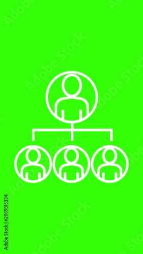Organization Hierarchy Chart Icon Animation on Green Screen
