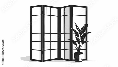 Black Metal Room Divider Screen.