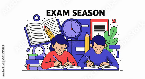 Students taking an exam together.