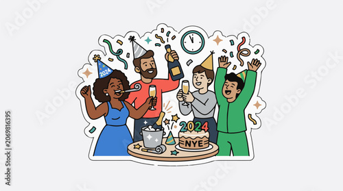 Happy people celebrating birthday party.