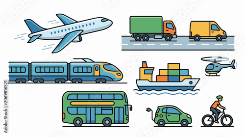 A colorful illustration of various vehicles (3)