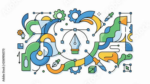 Colorful illustration of creative design elements.