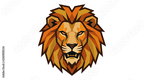 Bild auf Leinwand Lion head mascot with fierce expression and golden mane