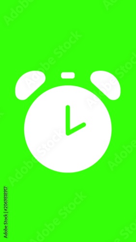 Ringing Alarm Clock Time Icon Animation on Green Screen