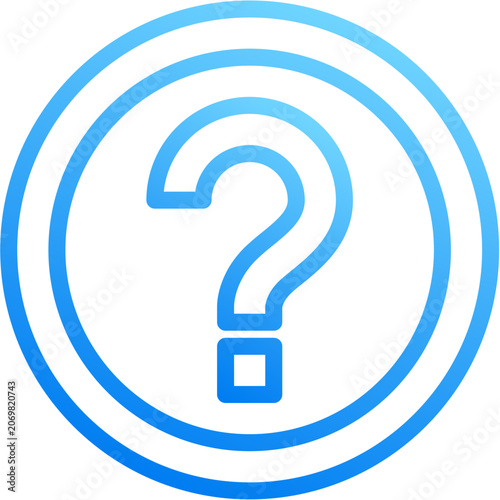 Tableau sur toile Help circle icon with blue gradient stroke outline for help circle question supp