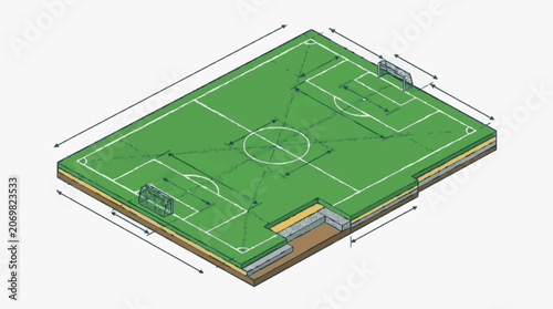 Vászonkép 3D Rendered Soccer Pitch Layout.