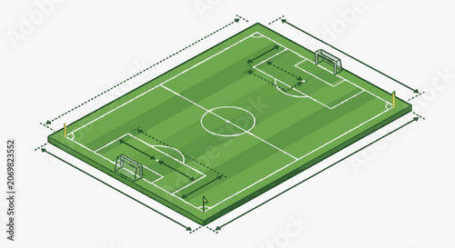 Vászonkép 3D Rendered Soccer Pitch Layout.