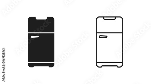 Refrigerator Silhouette On White Background Two Versions Shown