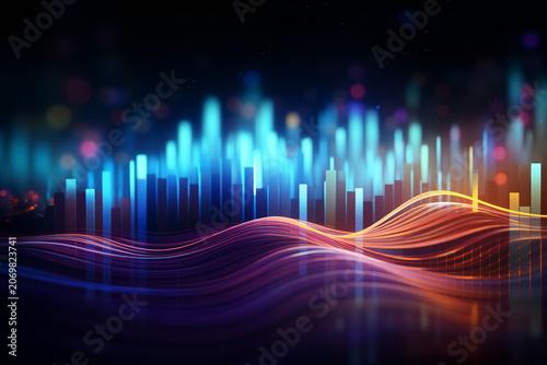 An abstract concept of smart technology with data flow.