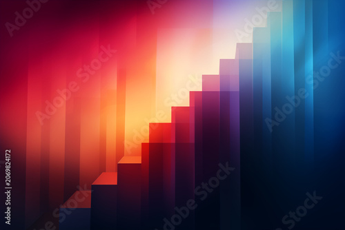 An abstract image conveying success through upward-gradating shapes and soft lines.