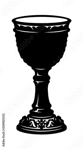 Elegant black silhouette of a decorative chalice goblet.
