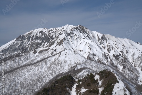 Snowy mountain peak in winter, Japan