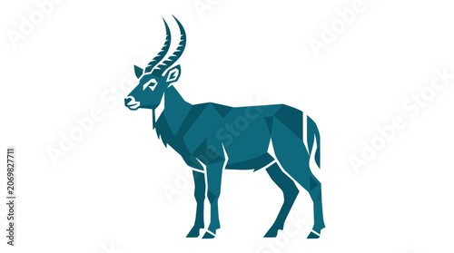 Fotografie Geometric Antelope Illustration, Stylized Animal Silhouette, Modern Wildlife Art