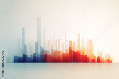 A concept of business growth represented by abstract shapes with an upward trajectory.