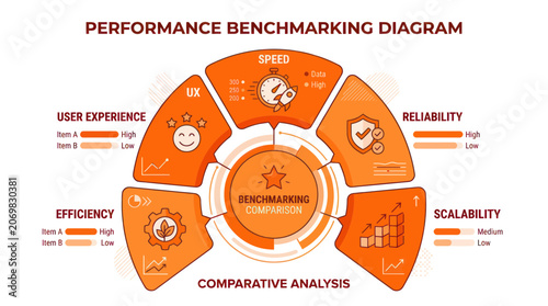 Obraz na plátně Performance benchmarking diagram for comparative data analysis