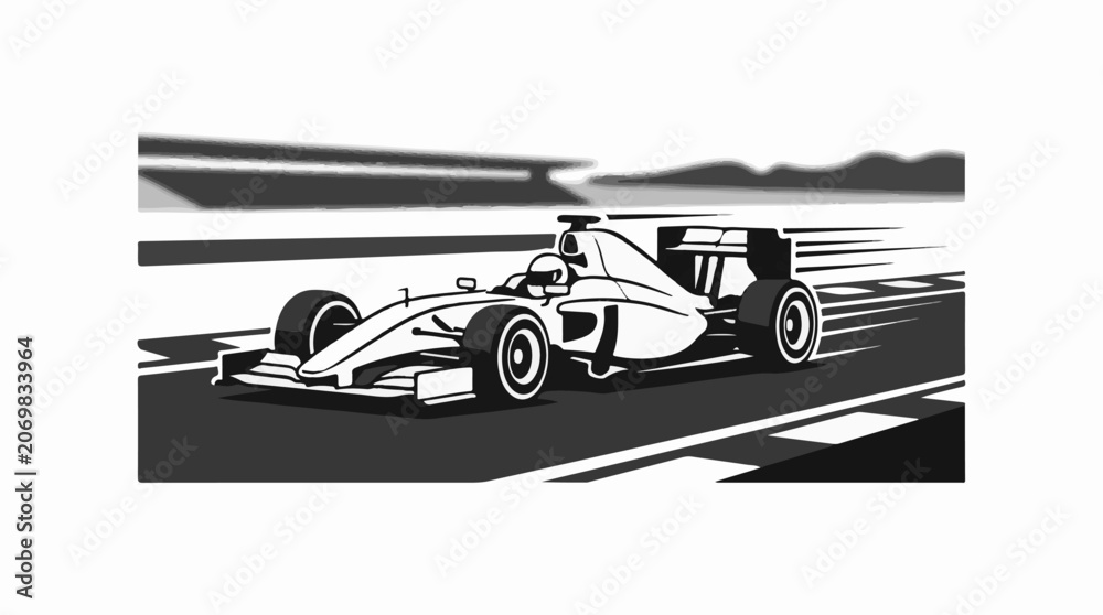 Naklejka premium Racing Car Speed Track Illustration.