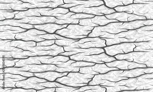 Rough cracked wooden tree bark texture abstract hand drawn sketch pattern vector illustration background