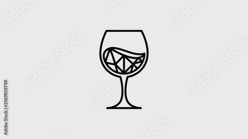 Wine glass features a geometric pattern design that represents a modern aesthetic for restaurant menus.
