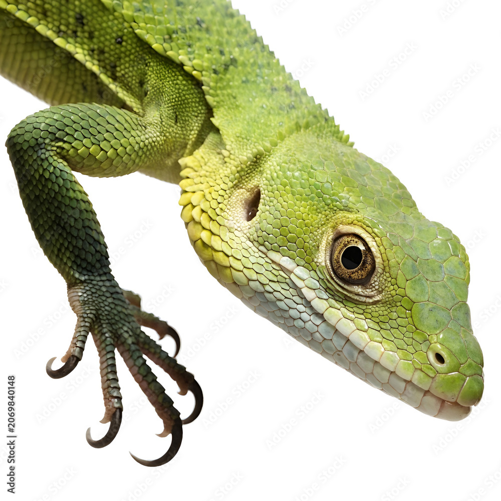 Fototapeta premium varanus prasinus lizard isolated on white background