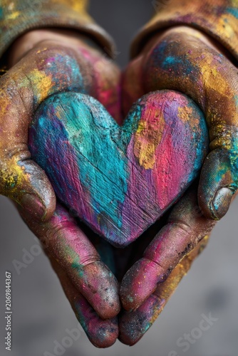 Colorful Heart with Painted Hands