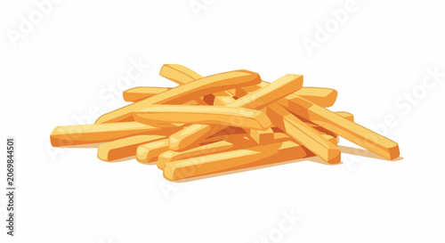 A vibrant digital illustration of a pile of golden-brown french fries