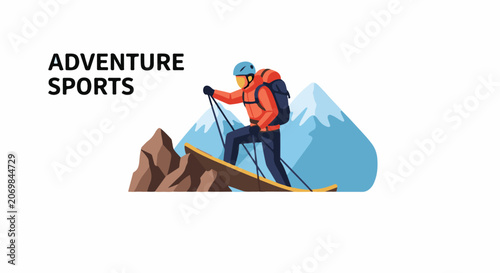 A vibrant illustration of a skier in action on a mountain slope