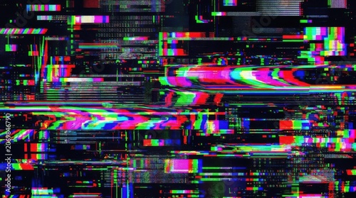 Digital Glitch Background with Binary Code Data Corruption Effect for Cybersecurity and Technology Concepts Abstract Visual Representation of System Error and Network Failure