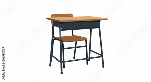 A simple school desk with attached chair (1)